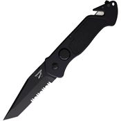 Waffentechnik PRT10 Rescue Button Lock Black Folding Knife Black Handles