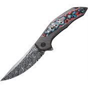 We 22008BDS1 Merata Nebula Damascus Knife Titanium Handles