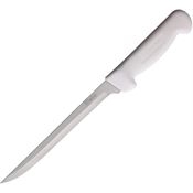 Wiebe 029 Mila Fillet Satin Fixed Blade Knife White Nylon Handles