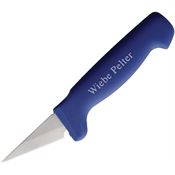 Wiebe 003 Pelter Skinning Satin Fixed Blade Knife Blue Handles