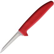 Wiebe 009 Soft Handles Skinner Satin Fixed Blade Knife Red Handles