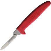 Wiebe 014 Boss Dog Satin Fixed Blade Knife Red Handles