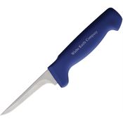 Wiebe 001 Skinner Satin Fixed Blade Knife Blue Handles