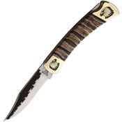 Yellowhorse 426 Eagle Custom Buck 110 Lockback Knife Brown Mammoth Handles