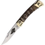 Yellowhorse 423 Wolf Custom Buck 110 Lockback Knife Brown Mammoth Handles