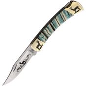 Yellowhorse 427 Deer Custom Buck 110 Lockback Knife Green Mammoth Handles