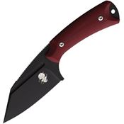 Akeron 002RD La Sanction by Bastinelli Black Stonewash Fixed Blade Knife Red Handles