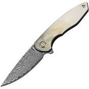 Bestech L08A Bambi Acid Wash Damascus Knife Ox Bone Handles