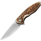 Bestech L08H Bambi Mirror Damascus Knife Stag Handles