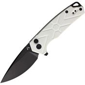 CMB Made 14B Black Stonewash Button Lock Knife Black Handles