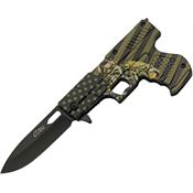 Rite Edge 300227CM Gun Soidier Linerlock Knife Green Handles