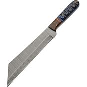Damascus 1368BL Seax Damascus Fixed Blade Knife Black/Blue Handles