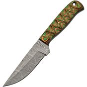 Damascus 1376BR Hunter Damascus Fixed Blade Knife Green/Brown Handles