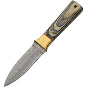 Damascus 1379 Boot Wood Damascus Fixed Blade Knife Black and White Handles