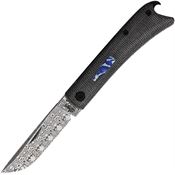 Esnyx BBJFF52 Beer Buster Jr. Damascus Linerlock Knife Black Handles