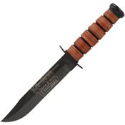 Ka-Bar 9226 125th Annv USMC Black Fixed Blade Knife Stacked Leather Handles