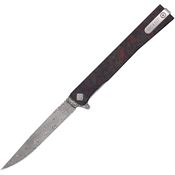 Ocaso 10IFR Solstice Damascus Knife Dark Red Handles