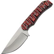 Pakistan 203485 Skinner Satin Fixed Blade Knife Black/Red Handles