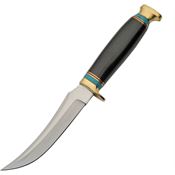 Pakistan 203489 Tiger Hunter Satin Fixed Blade Knife Black Handles
