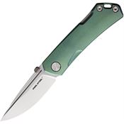 Real Steel 7094 Luna Maius Backlock Satin Folding Knife Green Handles