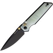 Real Steel 7711NB Sacra Slide Lock Black Folding Knife Jade Handles