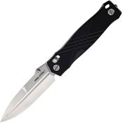 Real Steel 7751BS Muninn Slide Lock Satin Folding Knife Black Handles