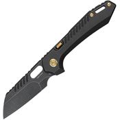 Vosteed MHET3 RSKAOS Top Black Stonewashed Sheepsfoot Linerlock Knife Black Handles