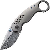 WE 22013DS1 Envisage Damascus Framelock Knife Gray Handles