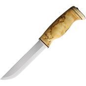 Arctic Legend 866 Bear Satin Fixed Blade Knife Curly Birch Handles