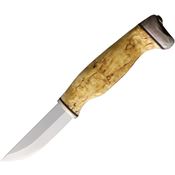 Arctic Legend 989 Handicraft Satin Fixed Blade Knife Curly Birchwood Handles