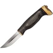 Arctic Legend 009 Handicraft Satin Fixed Blade Knife Black Birchwood Handles