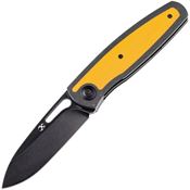 Kansept 1050A3 Mato Black Stonewashed Linerlock Knife Carbon Fiber/Yellow Handles