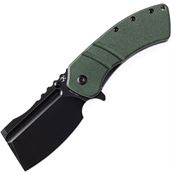 Kansept 1030B4 XL Korvid Black Stonewashed Linerlock Knife Green Handles