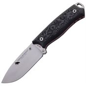 J&V Adventure 1380M Chacal Bushcraft Satin Fixed Blade Knife Black Handles