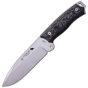 J&V Adventure 1379M Chacal Makro Satin Fixed Blade Knife Black Handles