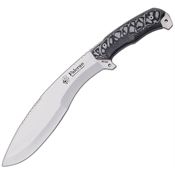 J&V Adventure 1266M Falcran Satin Fixed Blade Knife Black Handles