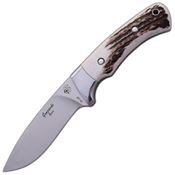 J&V Adventure 3014CI Gueppardo Satin Fixed Blade Knife Deer Stag Handles