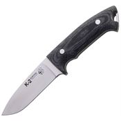 J&V Adventure 1329T K-2 Bushcraft Satin Fixed Blade Knife Black Handles