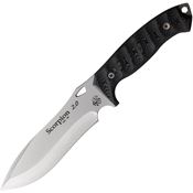 J&V Adventure 1011MN Scorpion Satin Fixed Blade Knife Black Handles