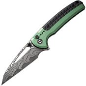 Civivi 22025BDS1 Sentinel Strike Button Lock Damascus Knife Green Handles