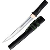 Dragon King 35490 Modern Tanto Satin Fixed Blade Knife Black Handles