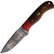 FH 9105DM FHK9105DM Damascus Fixed Blade Knife Brown/Redwood Handles