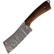 FH 1527 Damascus Cleaver Style Fixed Blade Knife Brownwood Handles
