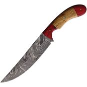 FH 1473 FHK1473 Damascus Fixed Blade Knife Brown/Redwood Handles