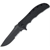 Kershaw 3650CKTST Volt II Black Part Serrated Assist Open Linerlock Knife Black Handles