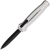 Piranha P20ST Auto Rated-X OTF Black Knife Silver Handles