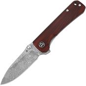 QSP 131B2 Hawk Damascus Linerlock Knife Cocobolo Handles