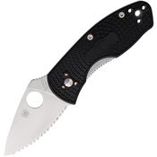 Spyderco 148SBK Ambitious Light Satin Part Serrated Linerlock Knife Black Handles