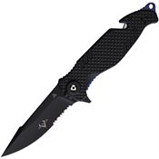 V NIVES 03097 Trail Blazer Part Serrated Linerlock Knife Black Handles