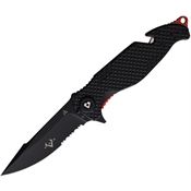 V NIVES 03095 Trail Blazer Part Serrated Linerlock Knife Red Handles